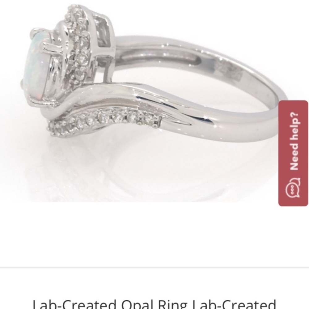 Size 7.5 OPAL Ring with Sapphires Sterling Silver - Picture 4 of 4